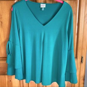 Cupio Cold Shoulder Drapey Top